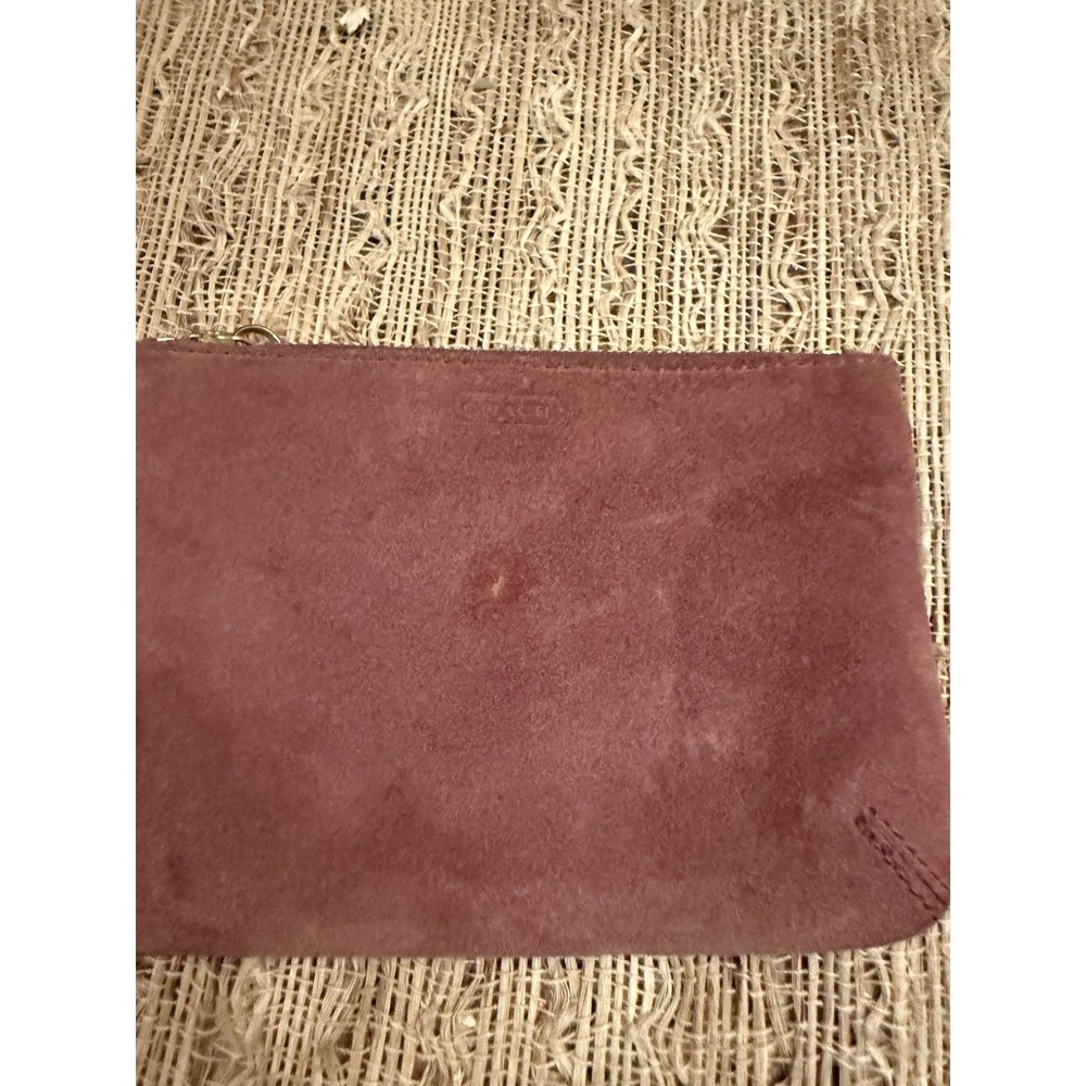 VGC COACH Women's Dark Pink Mauve Suede Leather Wristlet Clutch Coin Purse - Picture 7 of 9